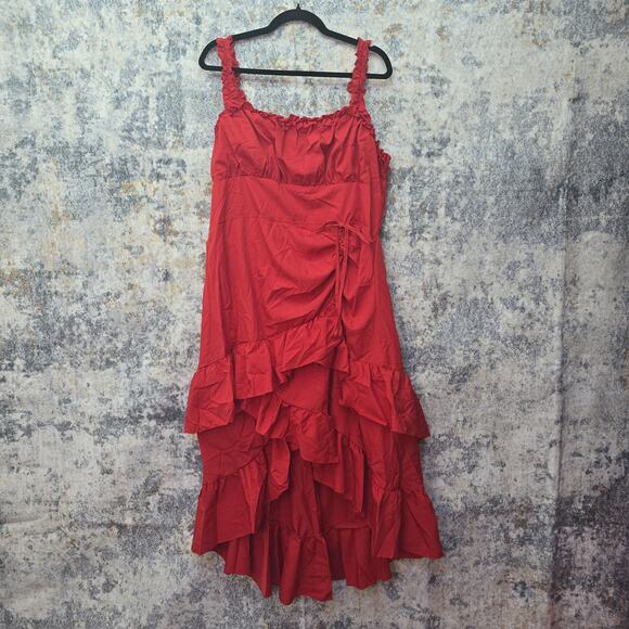 SHEIN Dresses & Skirts - SHEIN MOD Dress Womens 2XL Red Ruffle Tiered Maxi Sleeveless Party Shein Curve